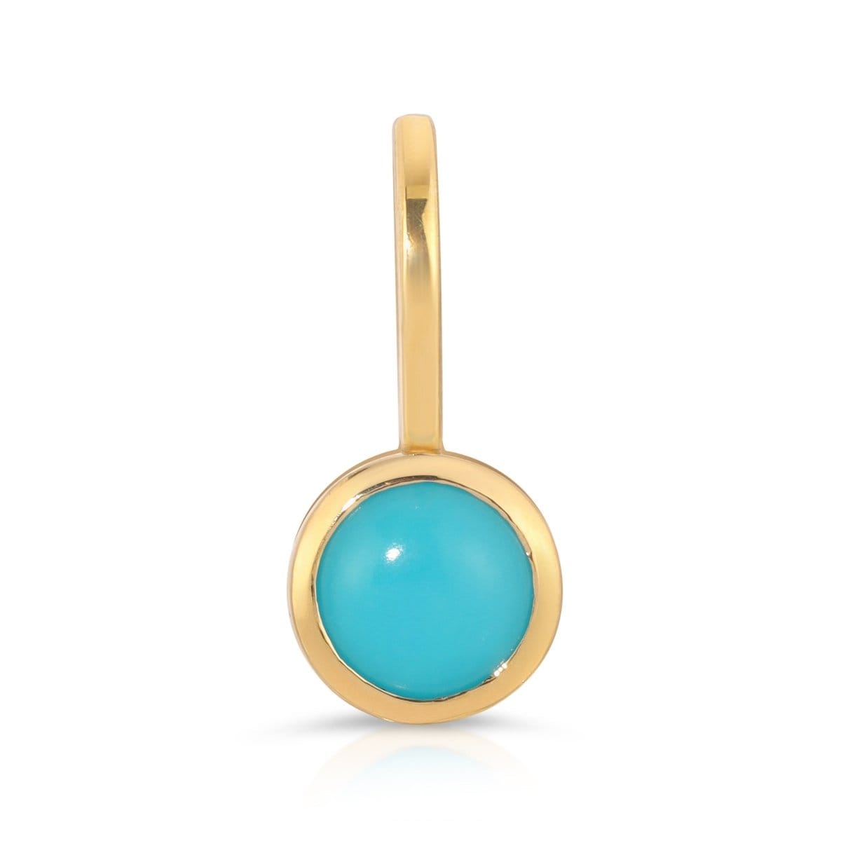 A Turquoise Dangle Charm on a white background. 