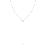 A Diamond Drip Necklace in white gold on a white background. 