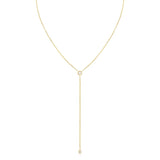 A Diamond Drip Necklace in yellow gold on a white background. 
